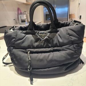Prada Tessuto Bomber Bomber Tote Bag 2-Way Shoulder Nylon Leather Black